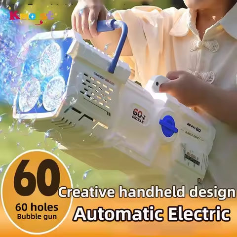 60 Holes Bubble Gun LED Light Electric Automatic Rocket Soap Bubble Machine Toys for Kids Outdoor Wedding Party Children’s Gifts https://tinyurl.com/22owob73