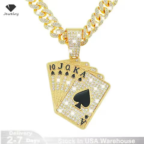 18K Gold Plated Hip-Hop Iced Out Spades Playing Card Necklace Men’s Personalized Street Hip-Hop Rock Trend Jewelry from US Stock https://tinyurl.com/2a6vvn7r