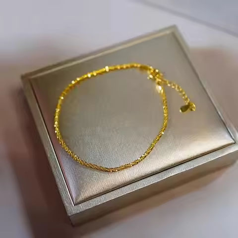 14 K Pure Gold Color Shiny Bracelet Chain for Women Bride Wedding Bracelet Bangle Fine Jewelry Gifts Not Fade https://tinyurl.com/29aumauo