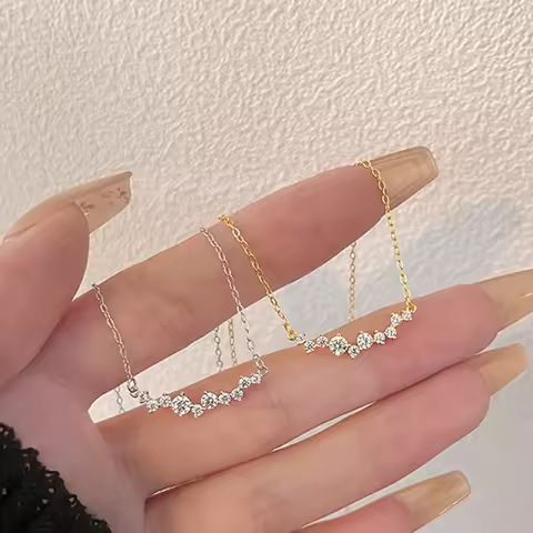 925 Sterling Silver 18k Gold Plated Necklace Moon Sparkling Zircon Clavicle Choker for Women Wedding Fine Jewelry Collares https://tinyurl.com/276eewuw