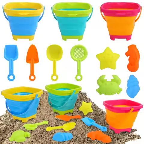 11pcs Beach Sand Toys Set for Kids Silicone Collapsible Foldable Beach Bucket Travel Beach Toys for Summer Outdoor Camping https://tinyurl.com/2ccs4bjh