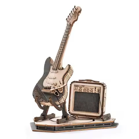 Robotime ROKR Electric Guitar 3D Wooden Puzzle for Kids Adults Assembly Creative Toys Building Block Set for Christmas Gifts https://tinyurl.com/28xp7hew
