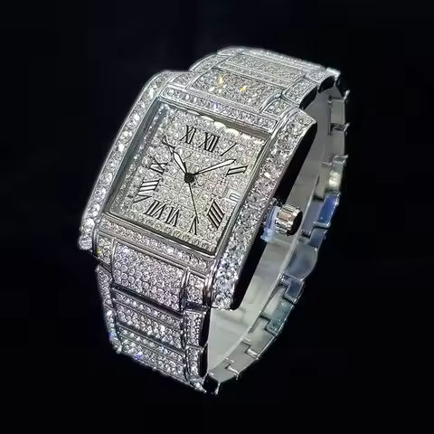 New Luxury Diamond Watch for Men Fashion Ice Out Rectangle Wristwatch Bling Hip Hop Style Jewelry Relogio Masculino Dropshipping https://tinyurl.com/22g7a7ev