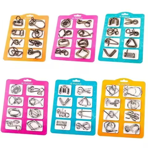 8Pcs/Set Metal Puzzle Wire IQ Mind Brain Teaser Puzzles Children Adults Interactive Game Reliever Educational Toys Montessori https://tinyurl.com/2cldpoog