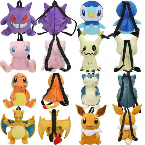 New Arrival Pokemon Plush Backpack Anime Gengar Charizard Piplup Eevee Mimikyu Soft Stuffed Schoolbag Shoulder Bag Toy for Kids https://tinyurl.com/25xljfya
