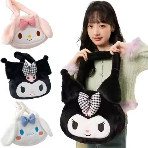 Cute Sanrio Kuromi Plush Bag Large Handbag Cinnamoroll Kawaii My Melody Backpack Shoulder Bag Tote Girl Makeup Plushie Gift bag https://tinyurl.com/2xkml46u