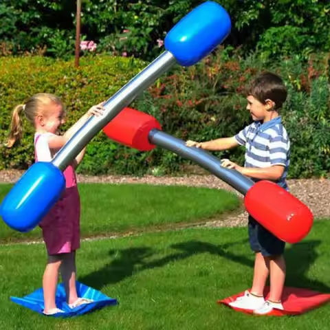 Inflatable Gladiator Jousting Yard Game Sticks Mats Kit Inflatable Gladiator Game Battle Outdoor Accessories For Boys Girls https://tinyurl.com/22kv2td6