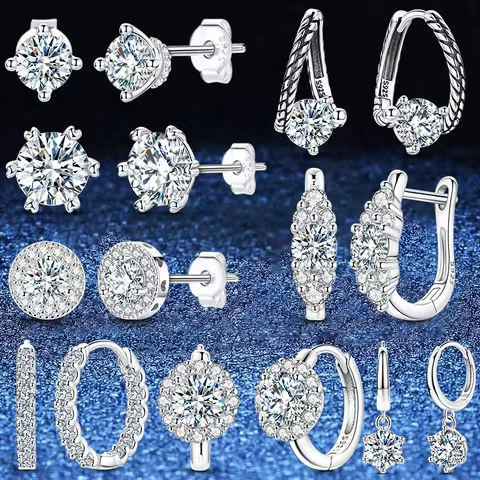 925 Sterling Silver Classic Moissanite Diamond Earrings Women Shining Wedding Anniversary Earrings Jewelry Gift https://tinyurl.com/26wrfcjo