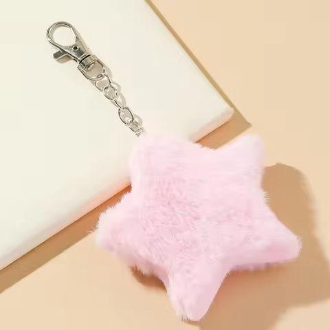 New Star Plush Pendant Keychains for Women Girls Pentagram Key Chains Rings Hairball Bag Keyring Holder Charm Jewelry Accessory https://tinyurl.com/294n94h5