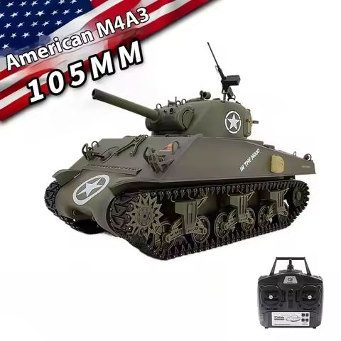 Rc Tank Heng Long 1/16 American M4a3 Sherman Electric Remote Control Tank Model Telescopic Barrel Military Model Holiday Gift https://tinyurl.com/2cm8zfuu