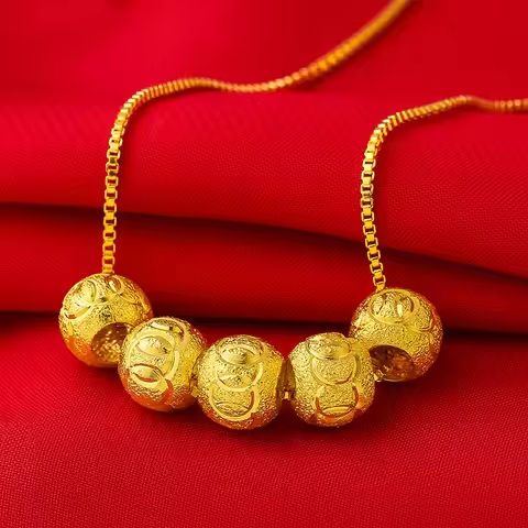 Dubai Gold Plated 6mm Beads Pendant Charm Necklaces for Women 18 inch Water Wave Chain Collar Vintage Jewelry Accessories Gifts https://tinyurl.com/26f4wlcd