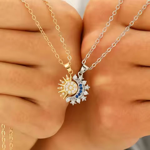New Stainless Steel Magnetic Sun Moon Couple Necklace Fashion Chain for Men and Women Good Friend Gifts Trend Jewelry https://tinyurl.com/26qppm7o