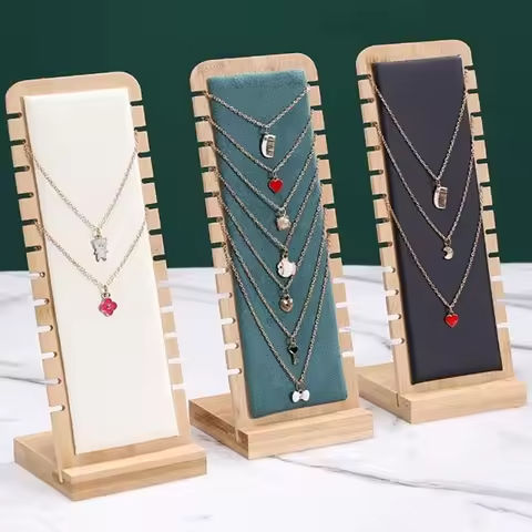 1PC, Bamboo Vertical Jewelry Necklace Display Stand, Suitable for Jewelry Display Sales and Family Necklace Display. https://tinyurl.com/23gagp9o