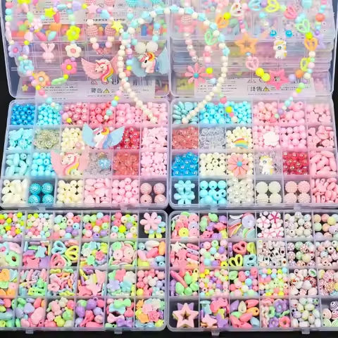 Children’s Handmade Beaded Girls Wear Beads Educational Toys Diy Jewelry Bracelet Necklace Jewelry Around Beads Beads Set https://tinyurl.com/26ftttk7