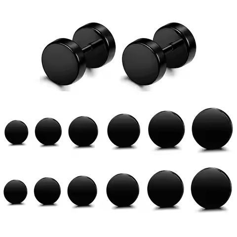 6 Pairs Stainless Steel Black Stud Earrings for Men Women Faux Gauges Ear Tunnel Fake Gauge Earrings 3-8mm https://tinyurl.com/2yugxgdr