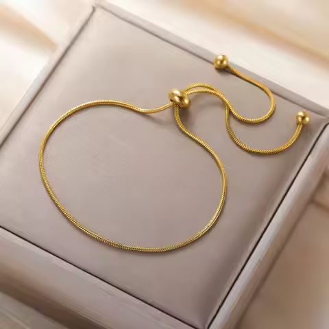 Skyrim Adjustable Bead Snake Chain Bracelet Stainless Steel Gold Color Women Fashion Minimalist Beach Jewelry Gift Wholesale https://tinyurl.com/24e5s72b