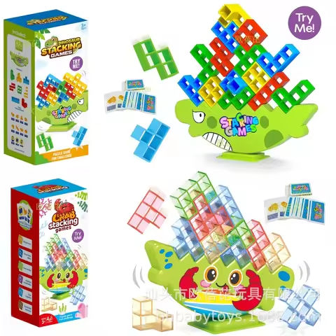 Stacking Game Dinosaur building blocks party game toy Stacked High Tetris Block Desktop Balance Block Stacked Puzzle Board Game https://tinyurl.com/23dblufa