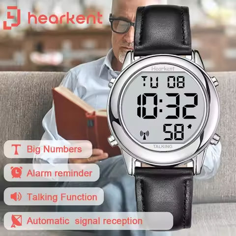 Hearkent Talking Watches for Blind Elderly Men’s Clock Talking Time with Atomic Alarm Radio Wrist Watches Spanish/German/English https://tinyurl.com/2bltc4mk