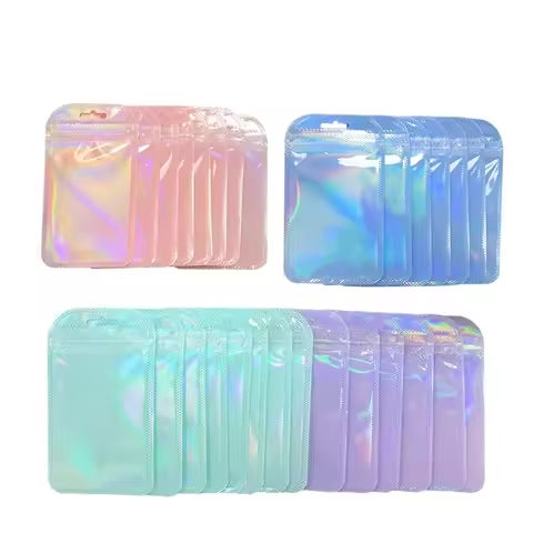 50pcs Holographic Zipper Small Jewelry Bag Pouch For Bead Earring Food Storage Small Business Entrepreneurship Packaging Display https://tinyurl.com/28ze5moc