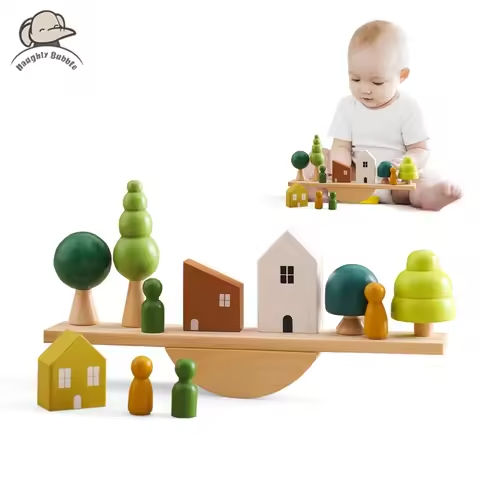 Montessori Sensory Toys  Stacking Toys For Baby Forest Houses Replica Wooden Forest Blocks  Early Childhood Education Game Gift https://tinyurl.com/25k6735p