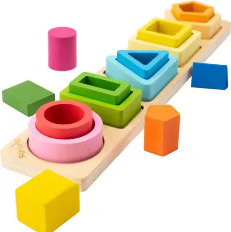 Montessori Wood Toys for Kids Wooden Sorting Stacking Toys for Baby Toddlers Educational Shape Color Sorter Preschool Kids Gifts https://tinyurl.com/2deozl58