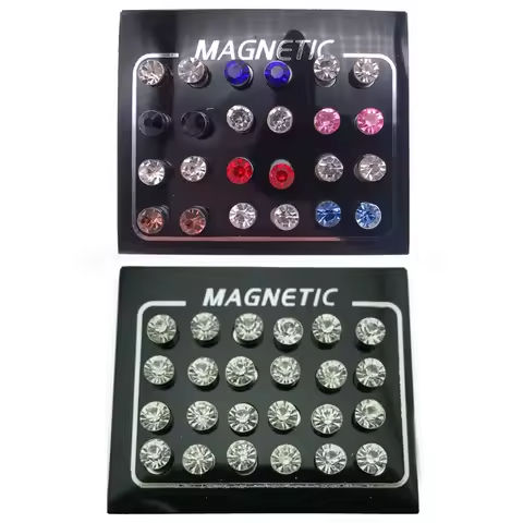 24Pcs/Set Round Crystal No Piercing Clip Earrings Magnetic for Women Men Ear Punk Jewelry Making Supplies Crafts Accessories https://tinyurl.com/22aeg7mx