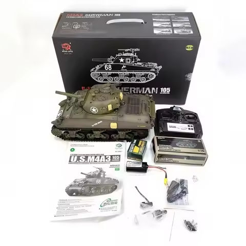 1/16 2.4g RC Tank Henglong Full Scale Simulation American Sherman M4A3 Off-Road Military Tank Model Remote Control Adult Toy https://tinyurl.com/26t6a9cv