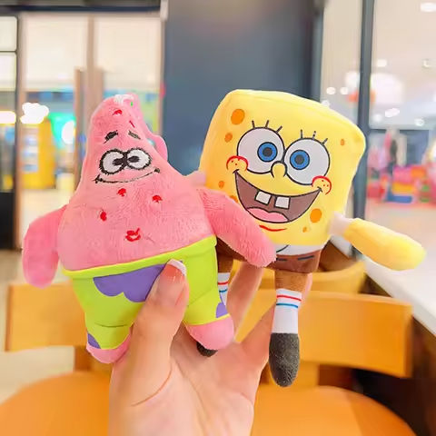 Kawaii Spongebob Squarepants Keychain Patrick Star Keyring Doll Backpack Pendant Bag Plush Toy Plushie Keychain Anime Girl Gift https://tinyurl.com/29caxt65