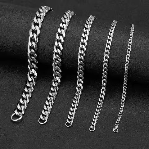 MKENDN 3-11mm Locomotive Men Punk Rock Stainless Steel Curb Cuban Link Chain Silver Color Bracelet For Women Biker Jewelry https://tinyurl.com/28p2rouj