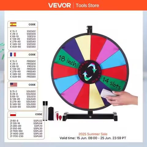 SucceBuy 18/24/36 inch Spinning Prize Wheel 14 Slots Spinning Wheel Tabletop  Floor Standing Win Fortune Spin Games in Party Pub https://tinyurl.com/2994q8on