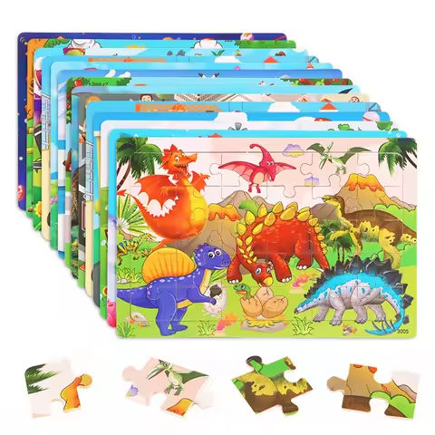 Economy 30piece Montessori 3D Puzzle Cartoon Animal Wooden Jigsaw Puzzle Board Game Educational Toys For Children Gifts https://tinyurl.com/24he4tel