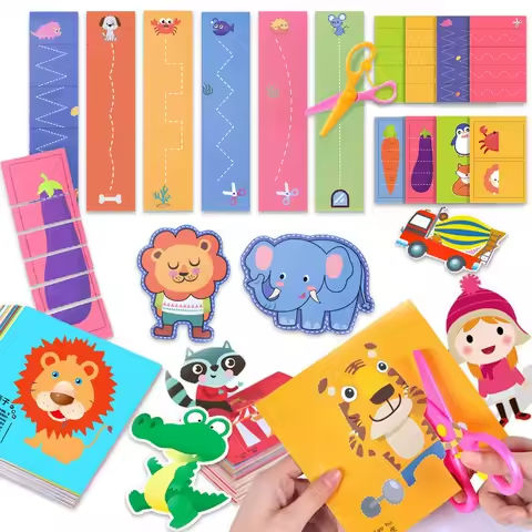 49-91pcs Learn Scissor Skills Cut Paper Craft Toys Safety Scissors Preschool Cutting Practice Activity Book Toddlers Kids Gifts https://tinyurl.com/275qqyeo