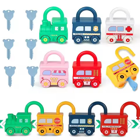 3Pcs Early Learning Lock Unlock Car Train Toy with Keys, Kids Montessori Math Motor Skill Educational Toys, Birthday Xmas Gift https://tinyurl.com/296vzo3c