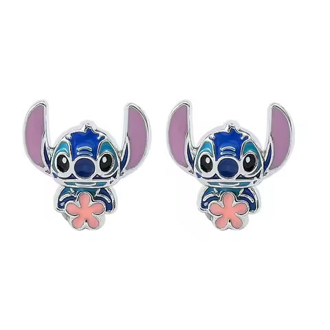 Disney-Cute Cartoon Stitch with Flower Stud Earrings for Women and Teen Girls, Lovely Ear Accessories, Jewelry Gifts for Fans https://tinyurl.com/275nllyp