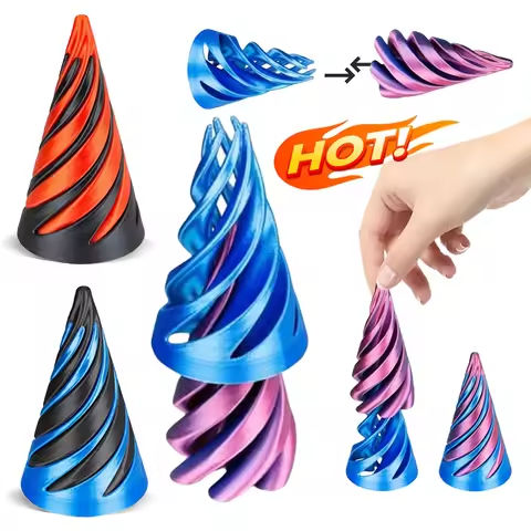 3D Printed Spiral Cone Toy Impossible Pyramid Passthrough Sculpture Stress Relief Desk Toy Pass Through Pyramid Fidget Toy https://tinyurl.com/2cxy25f4