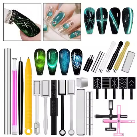 Nail Art Magnetic Stick Wand Pen Set for 3D Cat Eye Gel Painting Nails Art Magnet Wand UV Gel Polish Magic Manicure Tools https://tinyurl.com/26qzhh6d
