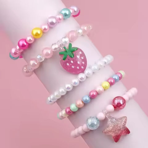 5Pcs Set Cute Girl Strawberry Pentagram Pendant Charm Beaded Bracelets Assorted Colors Ideal for Holiday Parties Birthdays https://tinyurl.com/2csg8q94