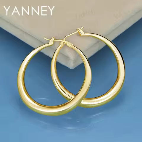 Wholesale 925 Sterling Silver 18K Gold 35MM Fine Hoop Earrings For Women Fashion Charm Gifts Jewelry Accessories https://tinyurl.com/2yld5w3s