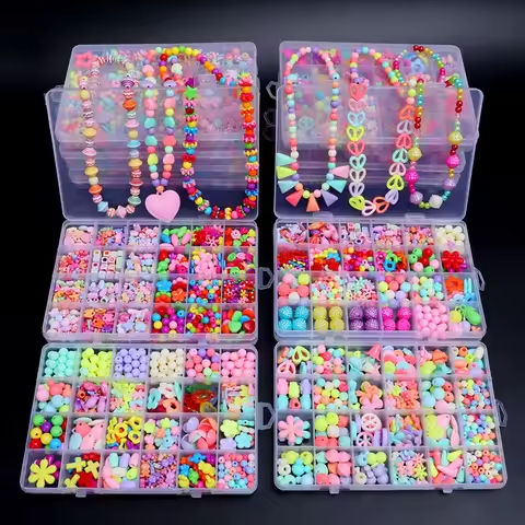 500pcs DIY Handmade Beaded Children’s Toy Creative Loose Spacer Beads Crafts Making Bracelet Necklace Jewelry Kit Girl Toy Gift https://tinyurl.com/2cdovv4k