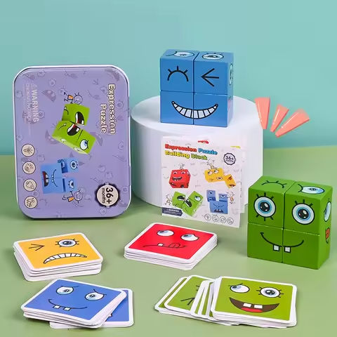 Cube Face Change Building Blocks Board Game Wood Puzzle Montessori Expression Wooden Blocks Blocos For Children Kids Toys Gift https://tinyurl.com/2xhm4l7x