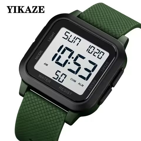 YIKAZE Black Sports Watch Men’s Digital Watch Alarm Chrono Clock 3Bar Waterproof Military Men Watches LED Electronic Wristwatch https://tinyurl.com/2awuef5d