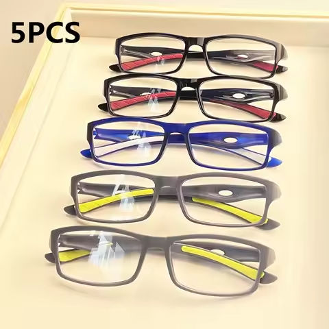 5PCS Sport Style Non-Prescription Reading Glasses Anti-Blue Light Rectangular Full Rim Eyewear, PC Frame Material https://tinyurl.com/2c5jcukl
