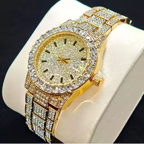 2025 Hot Fashion Gold Watches Women Luxury Stainless Steel Elegant Iced Diamond Jewelry Quartz Wristwatch Ladies Dropshipping https://tinyurl.com/2349a5wo
