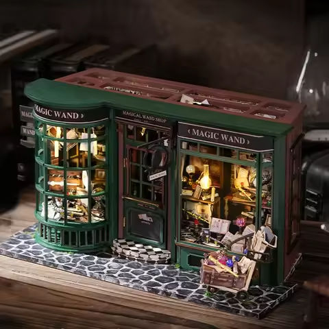 Magic Shop DIY Wooden Dollhouse Miniature Doll House Kit with Furniture Roombox Retro Home Model Toy for Children Gift https://tinyurl.com/23zzxbxl