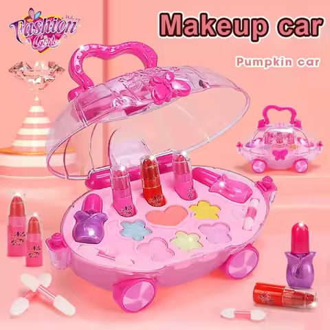 New Girls Trolley Cosmetic Princess Makeup Box Suitcase Lipstick Children Toy Children Pretend Play Baby Cosmetic Set https://tinyurl.com/24xmjjat