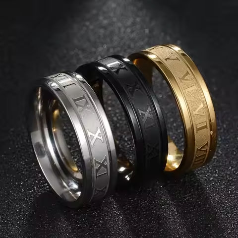 Seakissky Classic Fashion Stainless Steel Roman Digital Men Women Ring Cool Punk High Quality Waterproof Jewelry for Party Gifts https://tinyurl.com/23zm99oz