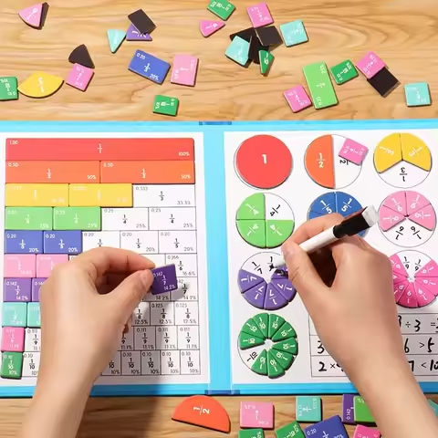 Montessori Fraction Learning Math Toy Magnetic Arithmetic Teaching Aids Wooden Book Educational Toys for Children Christmas Gift https://tinyurl.com/2868gyam