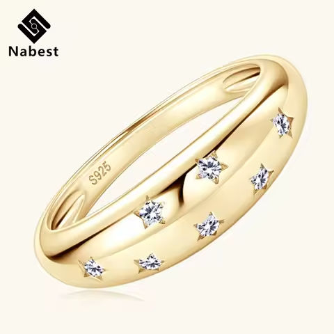 Nabest Design VVS1 D Color 3EX Moissanite Diamond Women Rings 925 Sterling Silver Chunky Ring Wedding Bride Gold Plated Jewelry https://tinyurl.com/22p3647o