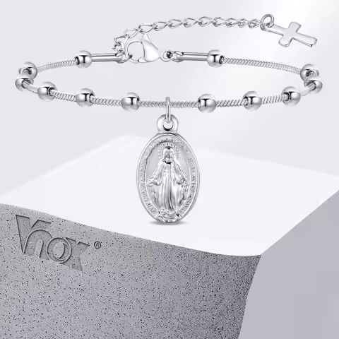 Vnox Rosary Bracelet for Women Girls, Gold Plated Stainless Steel Religious Cross and Virgin Mary Prayer Bracelets Gifts https://tinyurl.com/2agfcql3