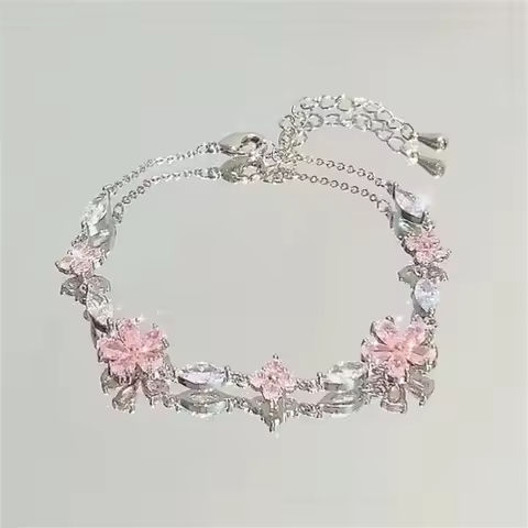 Korean Elegant Cherry Blossom Bow Zircon Bracelet For Women Y2K Sweet Girls Crystal Flowers Bracelets Wedding Party Jewelry Gift https://tinyurl.com/29utfvsp